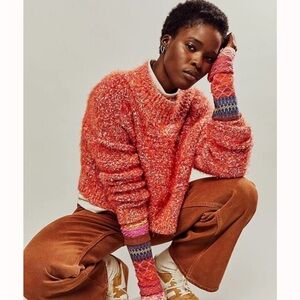 NWOT Free People Stardust Pullover Sweater in Scarlet Flame